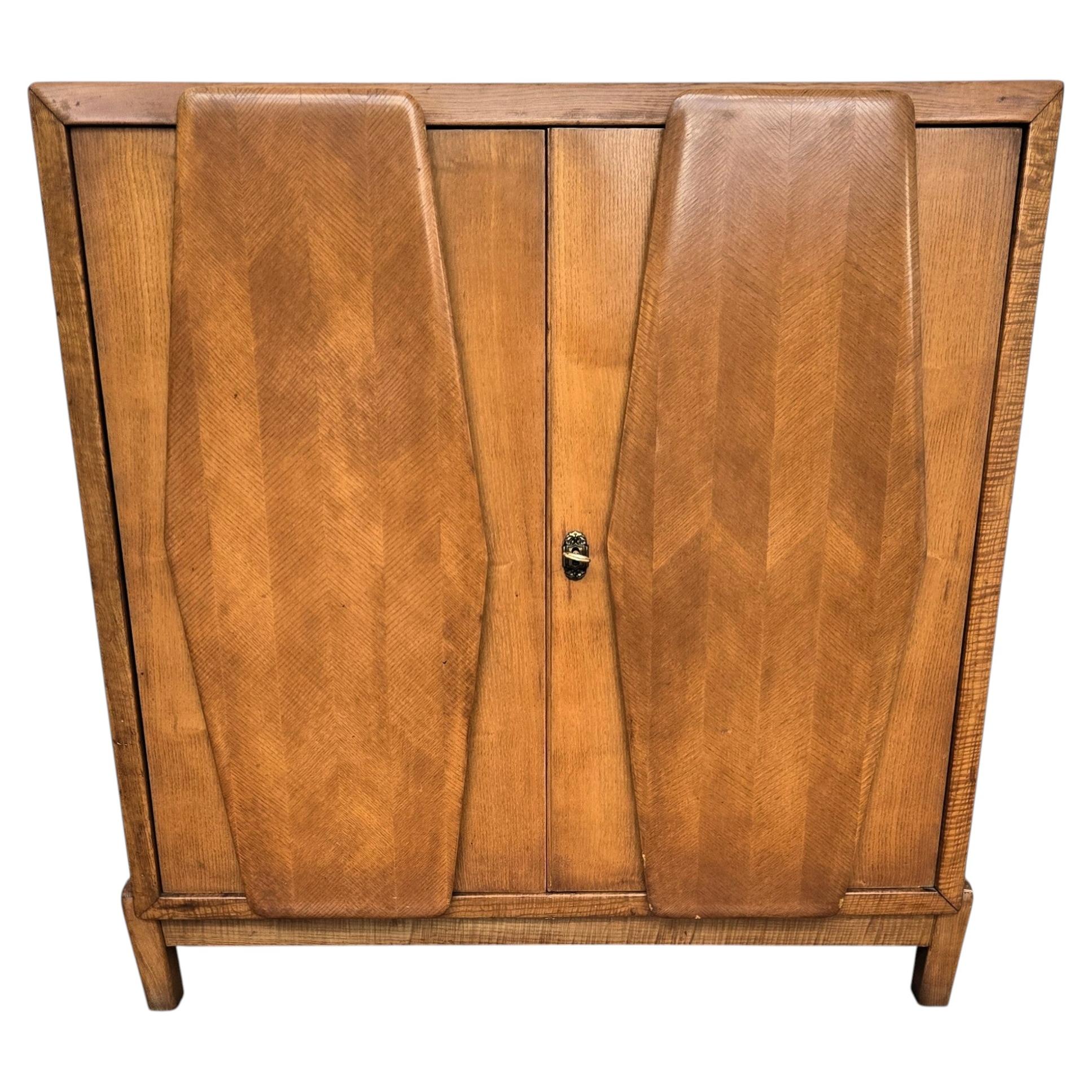 1950s Art Deco Mid-Century Italian Walnut Mirror Mosaic Sideboard Bar Cabinet