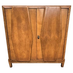 1950s Art Deco Mid-Century Italian Walnut Mirror Mosaic Sideboard Bar Cabinet