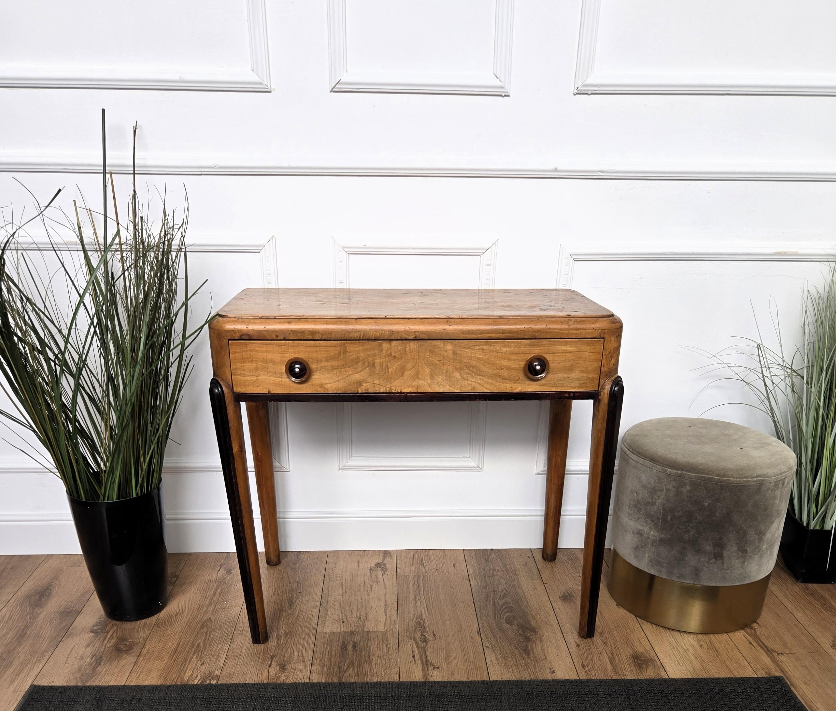 1950s Art Deco Mid-Century Italian Walnut Root Burl Writing Desk Table For Sale 5