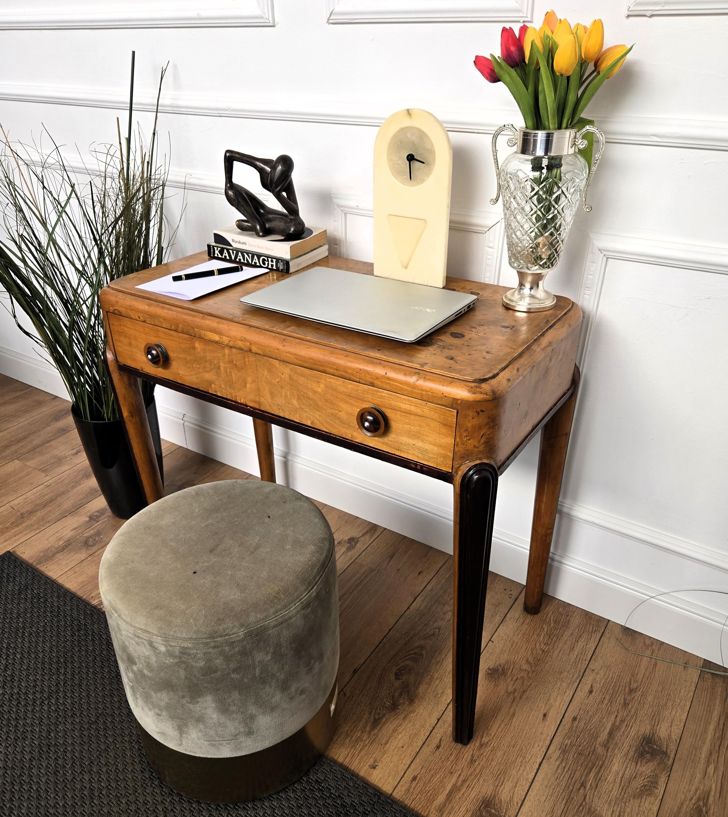 20th Century 1950s Art Deco Mid-Century Italian Walnut Root Burl Writing Desk Table For Sale
