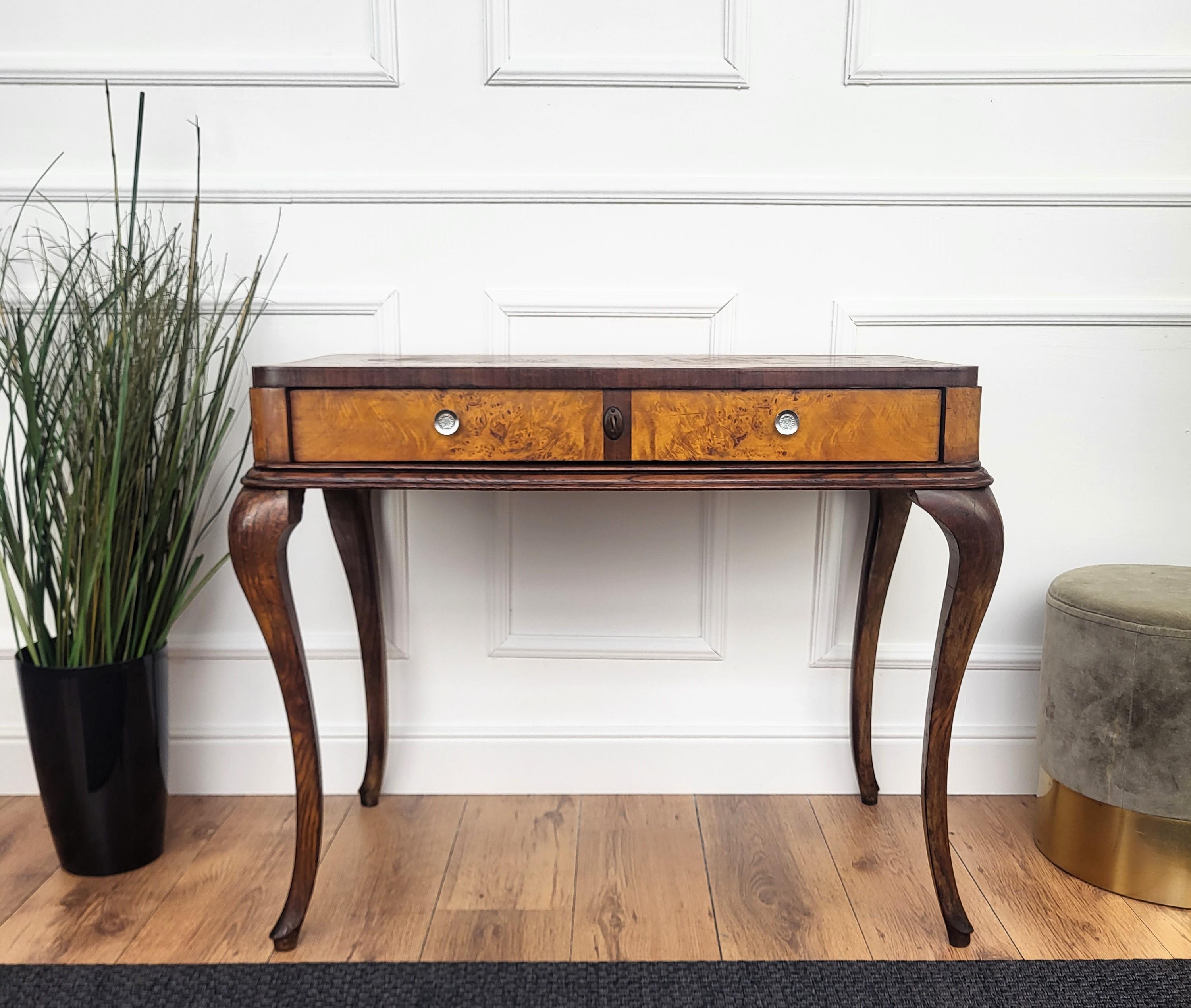 1950s Art Deco Mid-Century Italian Walnut Root Burl Writing Desk Table ...