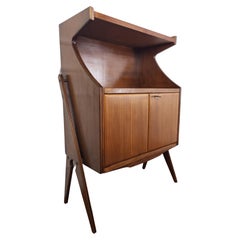 1950s Art Deco Mid-Century Italian Walnut Wood Wood and Brass Dry Bar Cabinet