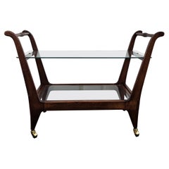 1950er Jahre Art Deco Mid-Century Italienisches Holz und Messing Dry Bar Cabinet Liquor Cart