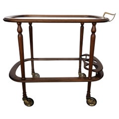 1950s Art Deco Mid-Century Italian Wood and Brass Dry Bar Cabinet Liquor Cart