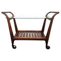 1950er Art Deco Mitte des Jahrhunderts Italienisch Holz und Messing Dry Bar Cabinet Liquor Cart