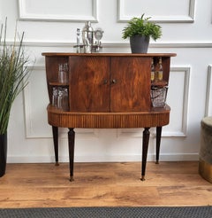 1950s Art Deco Mid-Century Italian Wood and Mirror Mosaic Dry Bar Cabinet