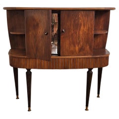 1950s Art Deco Mid-Century Italian Wood and Mirror Mosaic Dry Bar Cabinet