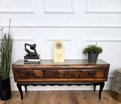 1950er Art Deco Mitte des Jahrhunderts Regency Italienisch Wurzelholz und Messing Low Consolle Beistelltisch