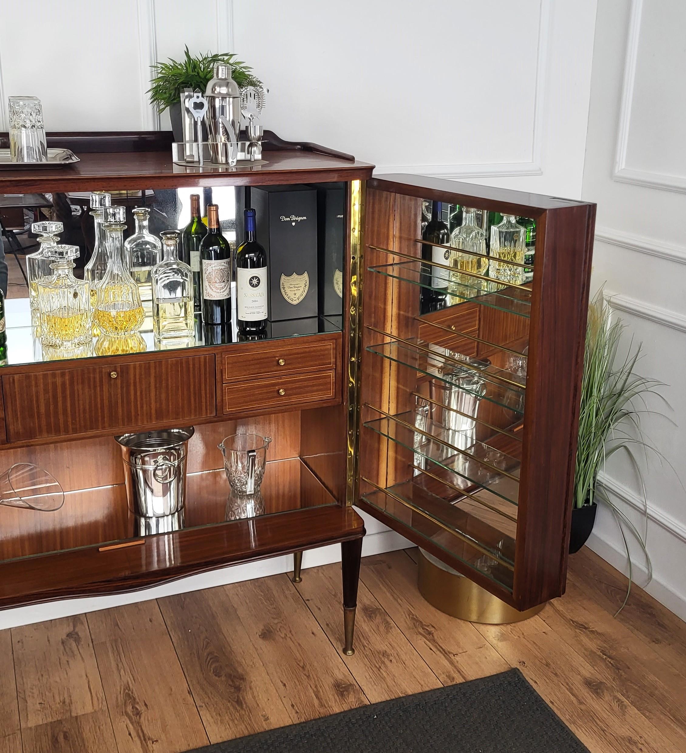 1950s Art Deco Midcentury Italian Vittorio Dassi Inlay Sideboard Bar Cabinet For Sale 2