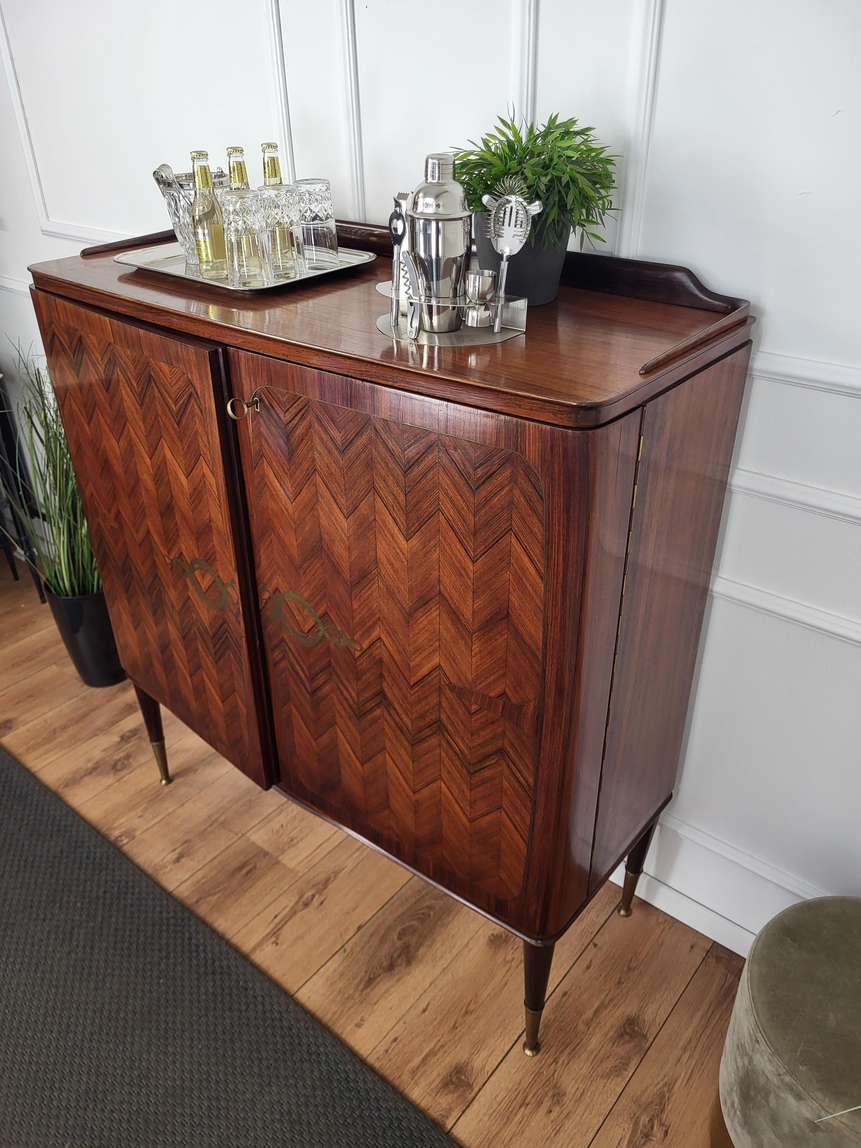 1950s Art Deco Midcentury Italian Vittorio Dassi Inlay Sideboard Bar Cabinet 3