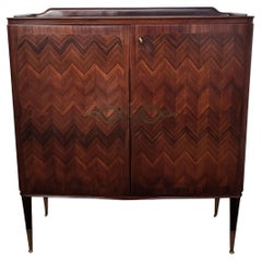 Vintage 1950s Art Deco Midcentury Italian Vittorio Dassi Inlay Sideboard Bar Cabinet