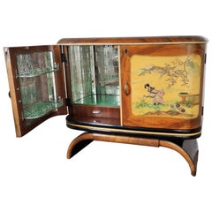 1950s Art Deco Midcentury Italian Walnut Burl and Mirror Mosaic Dry Bar Cabinet 1950s Art Deco Midcentury Italian Walnut Burl and Mirror Mosaic Dry Bar Cabinet