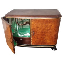 art deco dry bar 1950s Art Deco Midcentury Italian Walnut Burl and Mirror Mosaic Dry Bar Cabinet