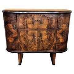 Barschrank aus italienischem Nussbaumholz und Spiegelmosaik, Art déco, Mitte des Jahrhunderts, 1950er Jahre