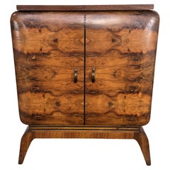 1950s Art Deco Midcentury Italian Walnut Burl Dry Bar Cabinet 1950s Art Deco Midcentury Italian Walnut Burl Dry Bar Cabinet
