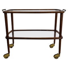 1950er Jahre Art Deco Mitte des Jahrhunderts Italienisch Holz und Messing Dry Bar Cabinet Liquor Cart