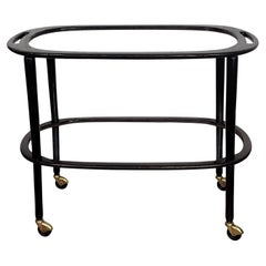 1950s Art Deco Midcentury Italian Wood and Brass Dry Bar Cabinet Liquor Cart