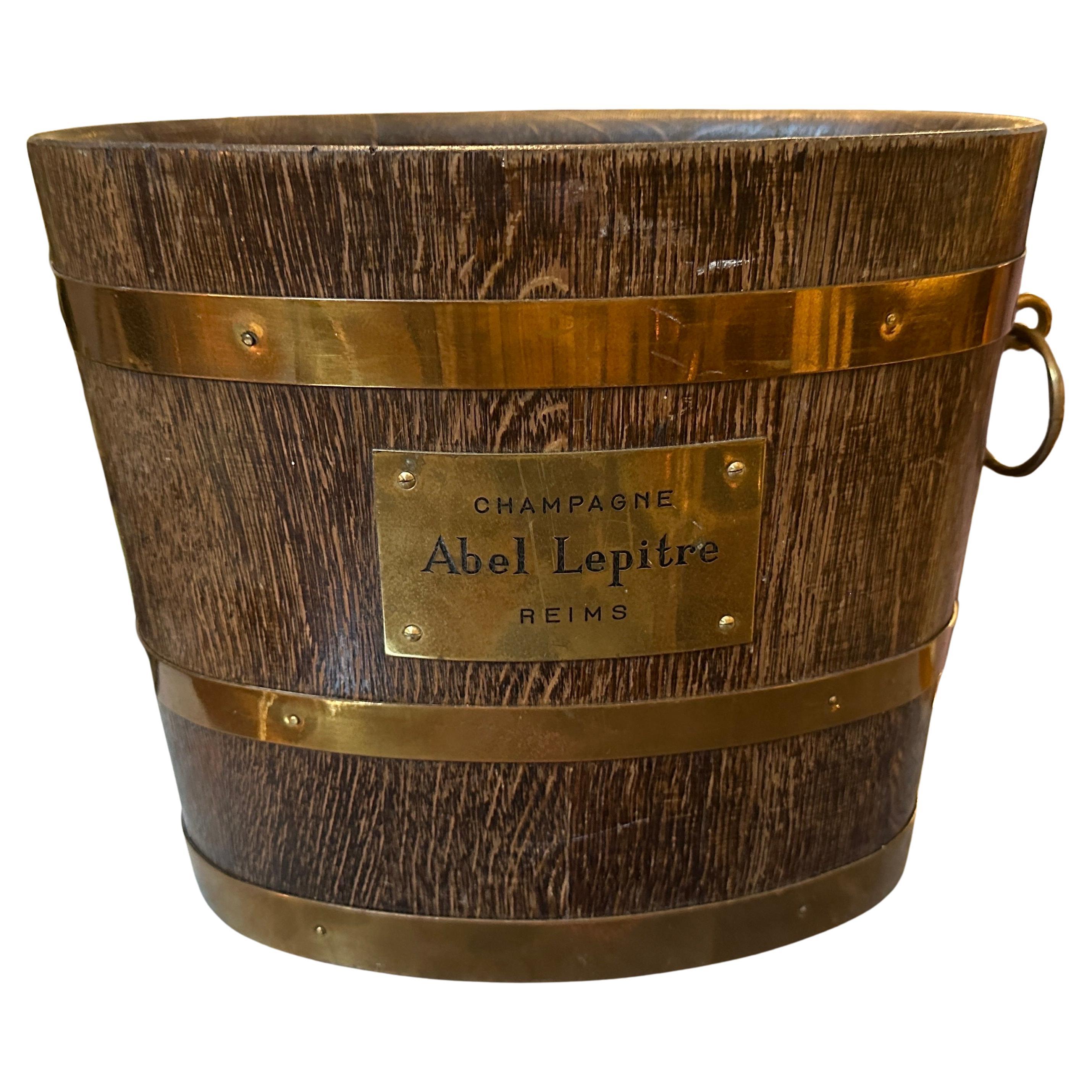 1950s Art Deco Oak and Brass French Wine Cooler by G. Lafitte for Abel Lepitre