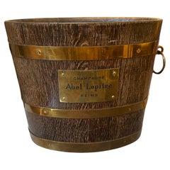 Retro 1950s Art Deco Oak and Brass French Wine Cooler by G. Lafitte for Abel Lepitre