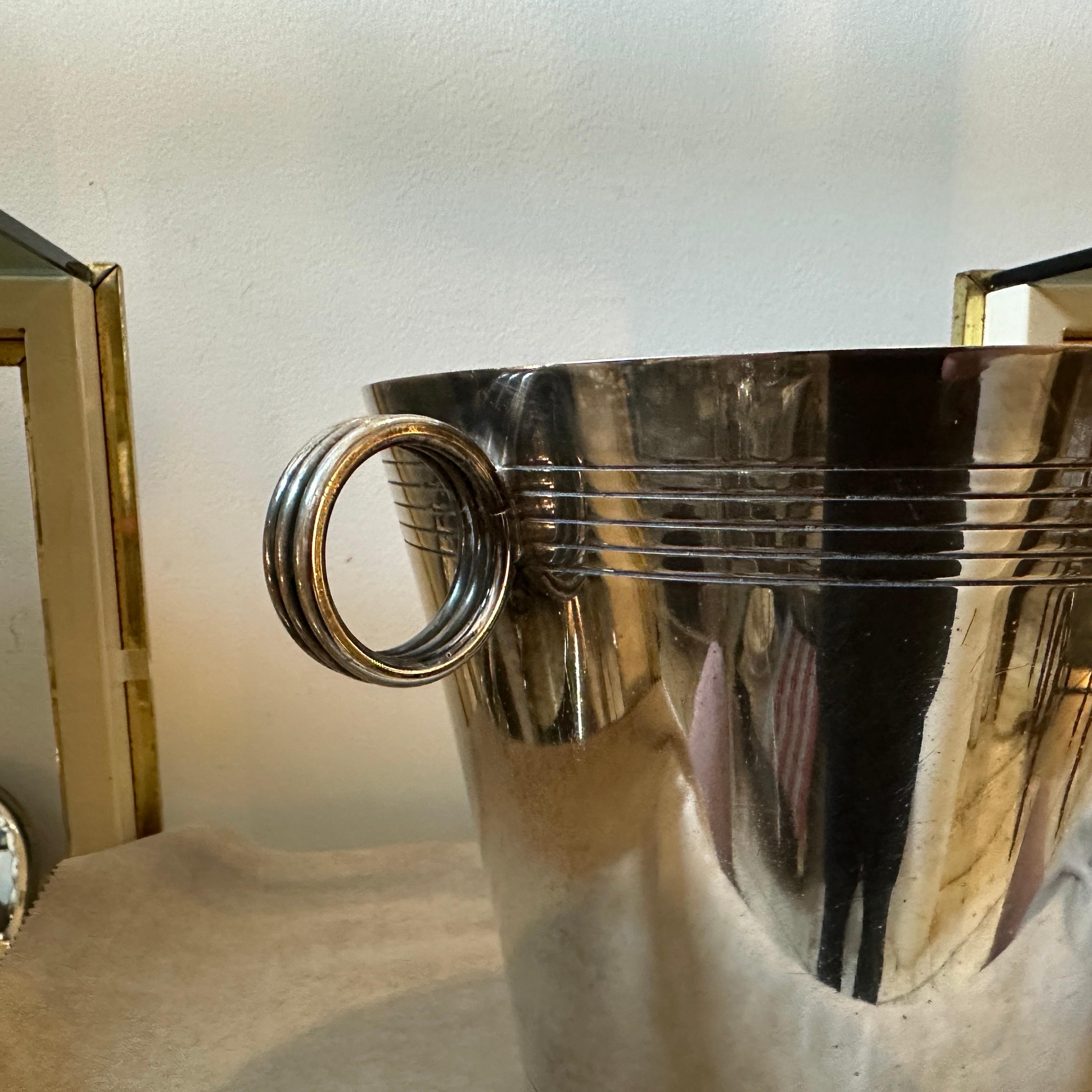 1950s Art Deco Silver Plated French Wine Cooler In Good Condition For Sale In Aci Castello, IT