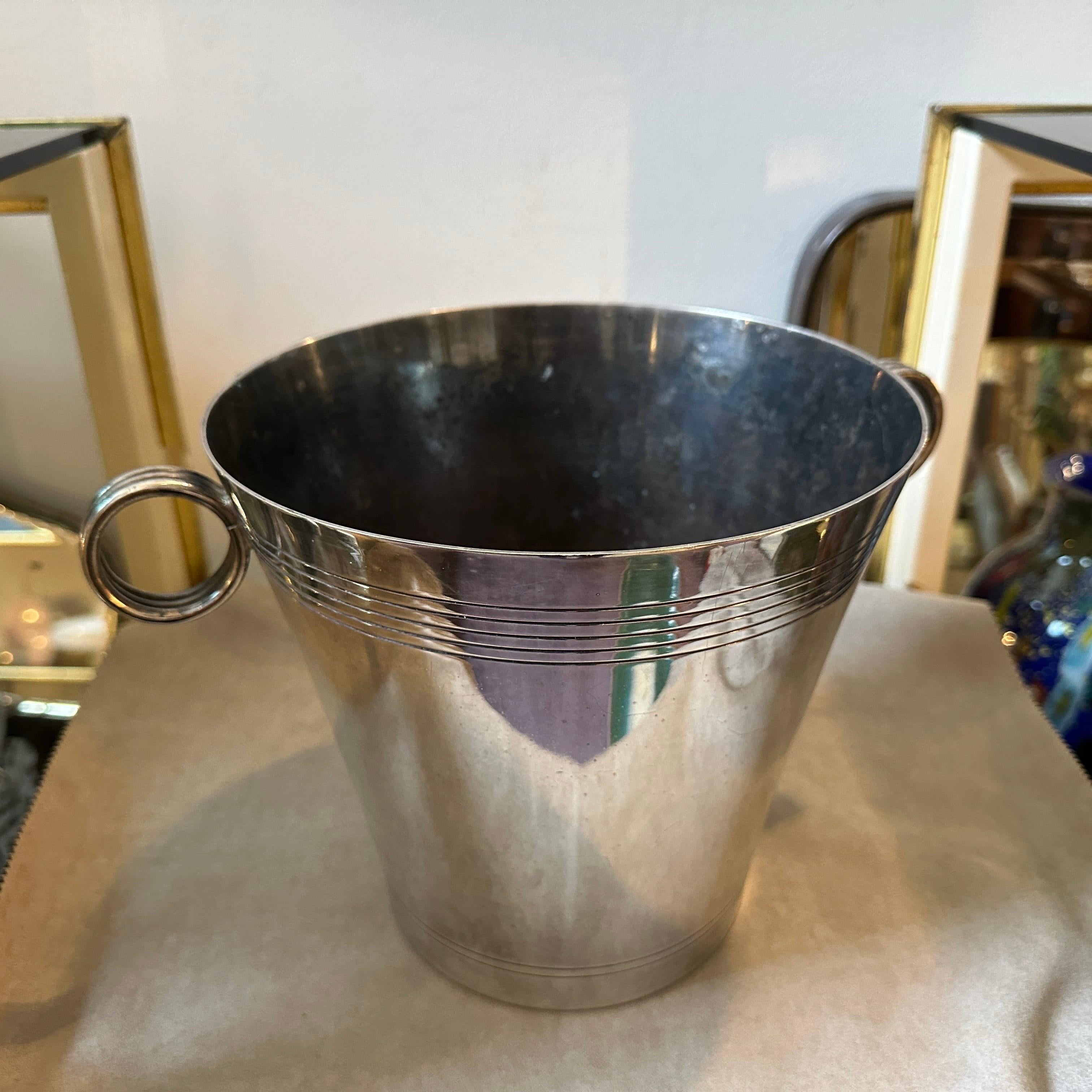 20th Century 1950s Art Deco Silver Plated French Wine Cooler For Sale