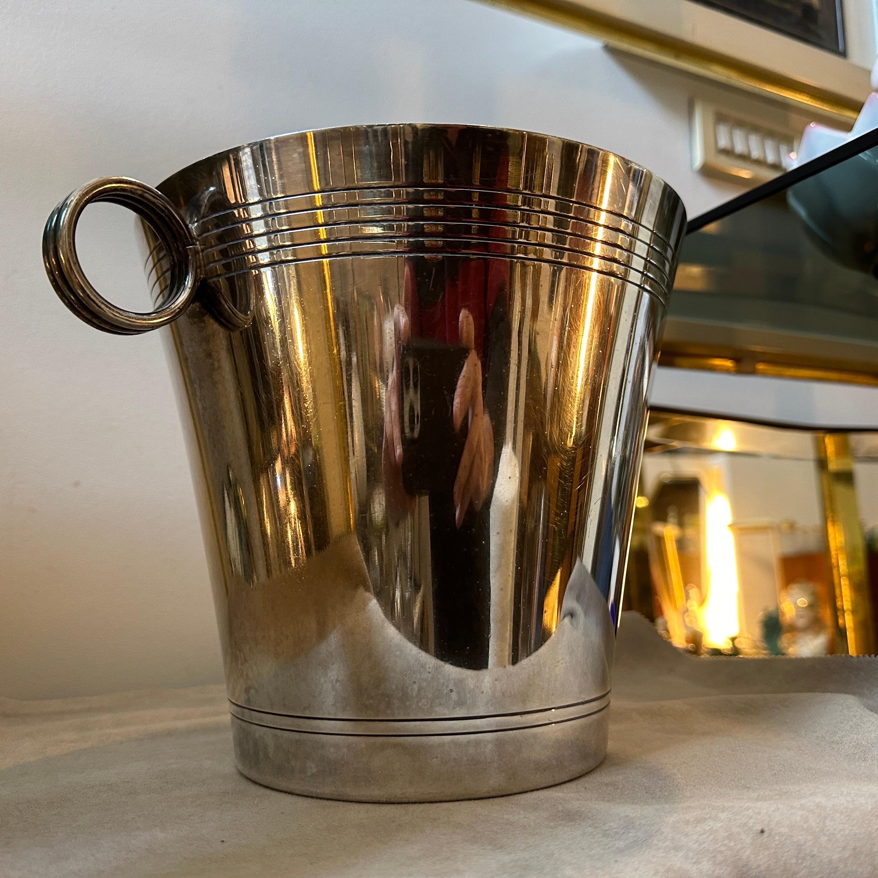 1950s Art Deco Silver Plated French Wine Cooler For Sale 1