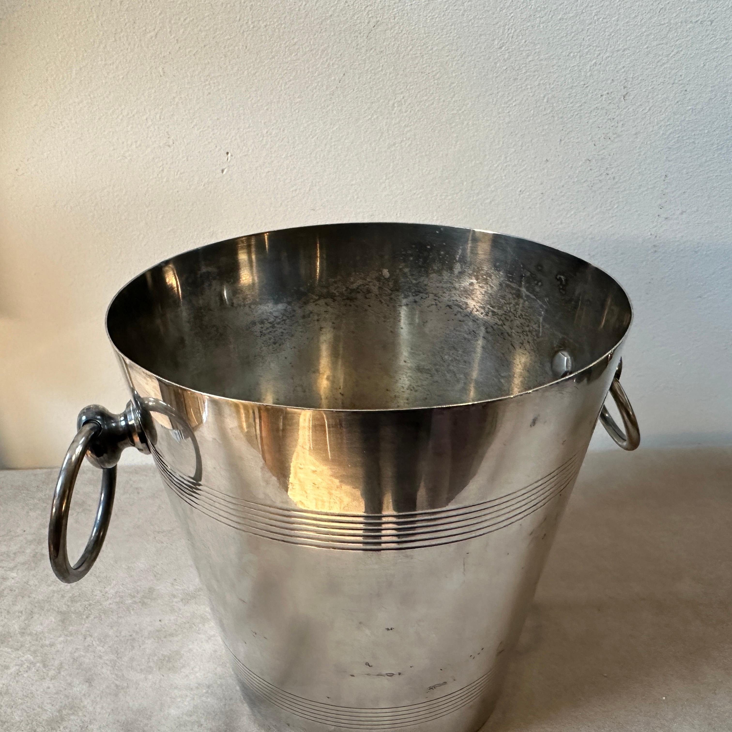 1950s Art Deco Silver Plated French Wine Cooler For Sale 2