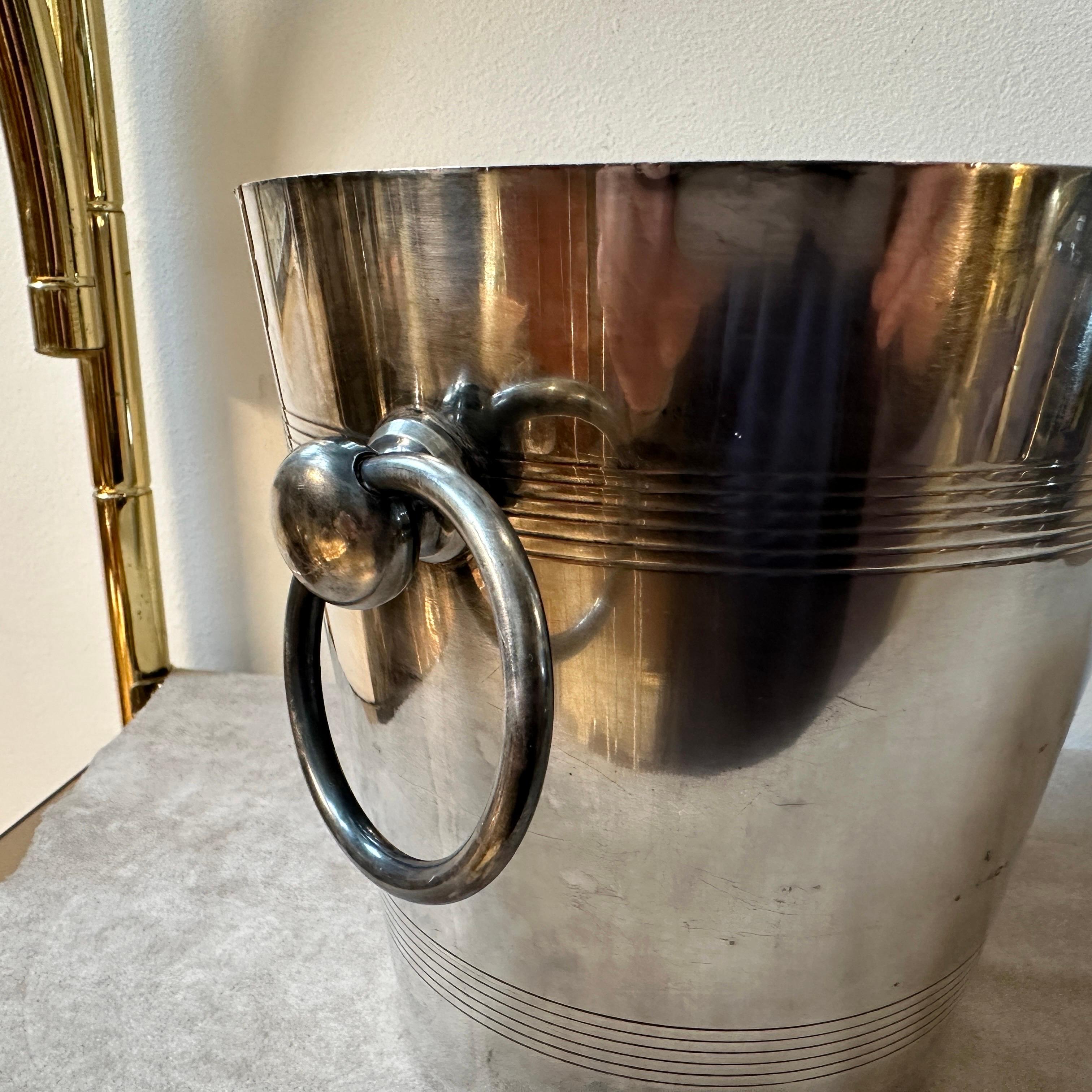 1950s Art Deco Silver Plated French Wine Cooler For Sale 4