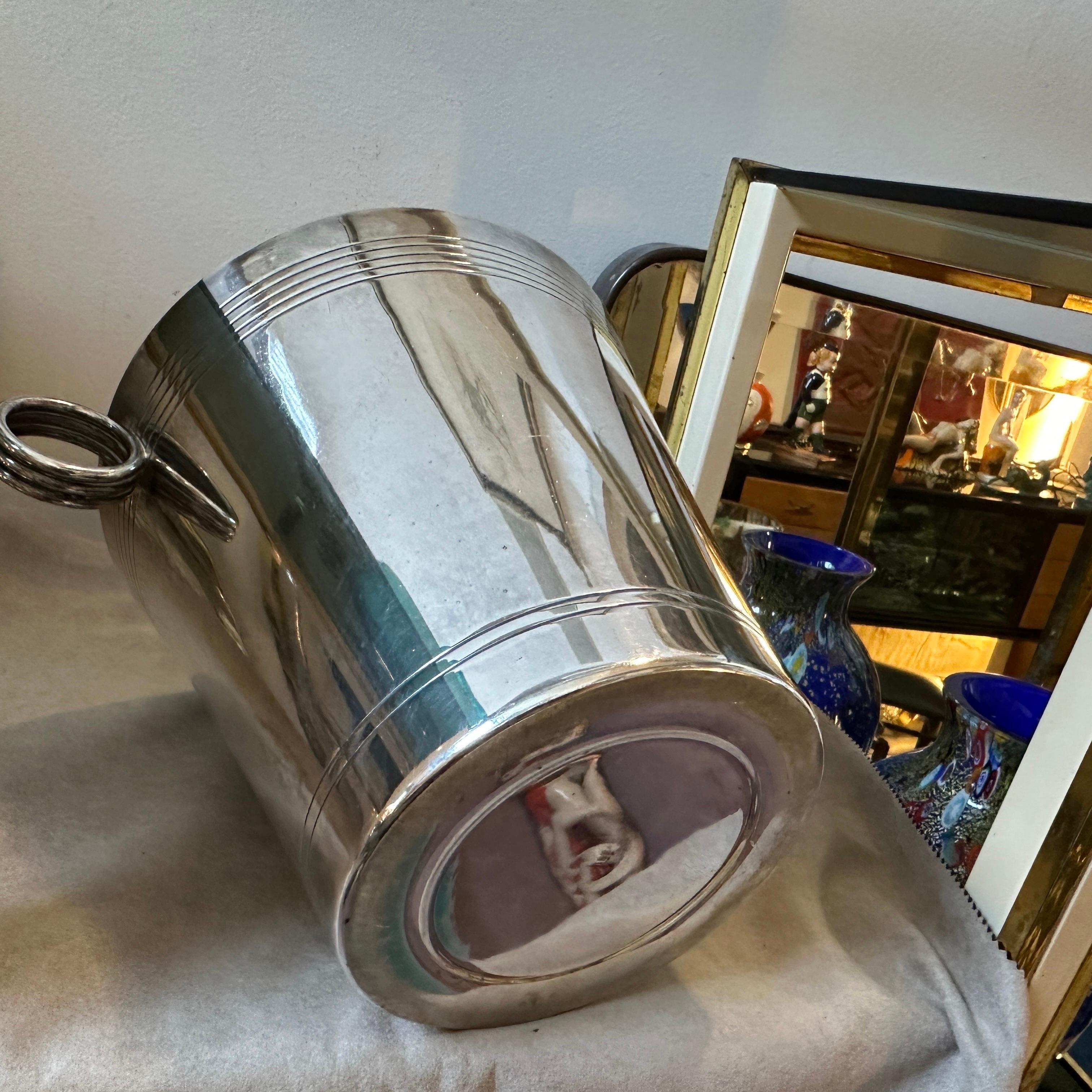 1950er Art Deco Versilberter Französischer Weinkühler im Angebot 2