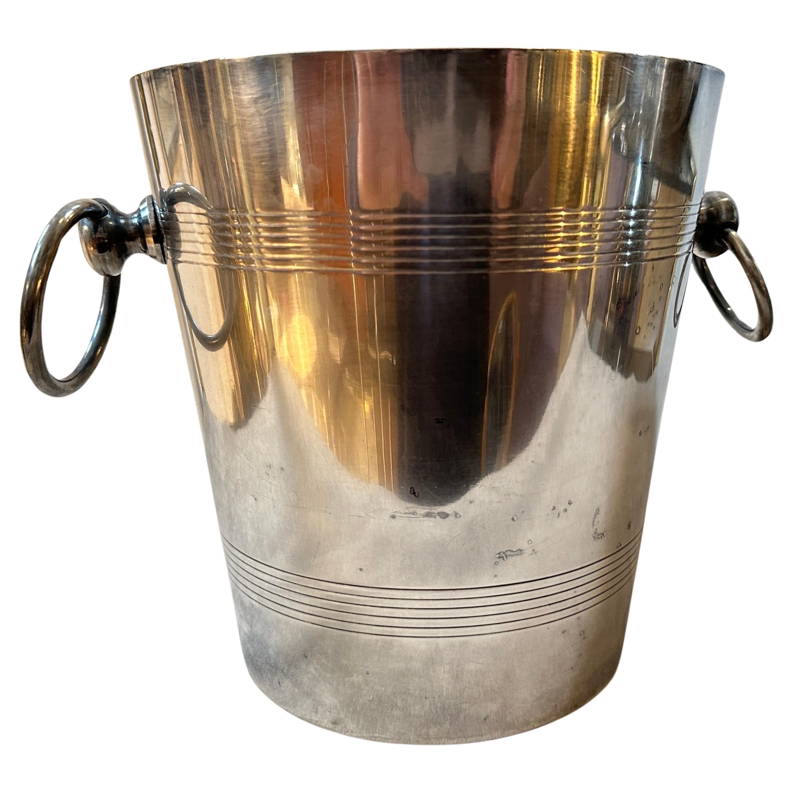 1950s Art Deco Silver Plated French Wine Cooler For Sale