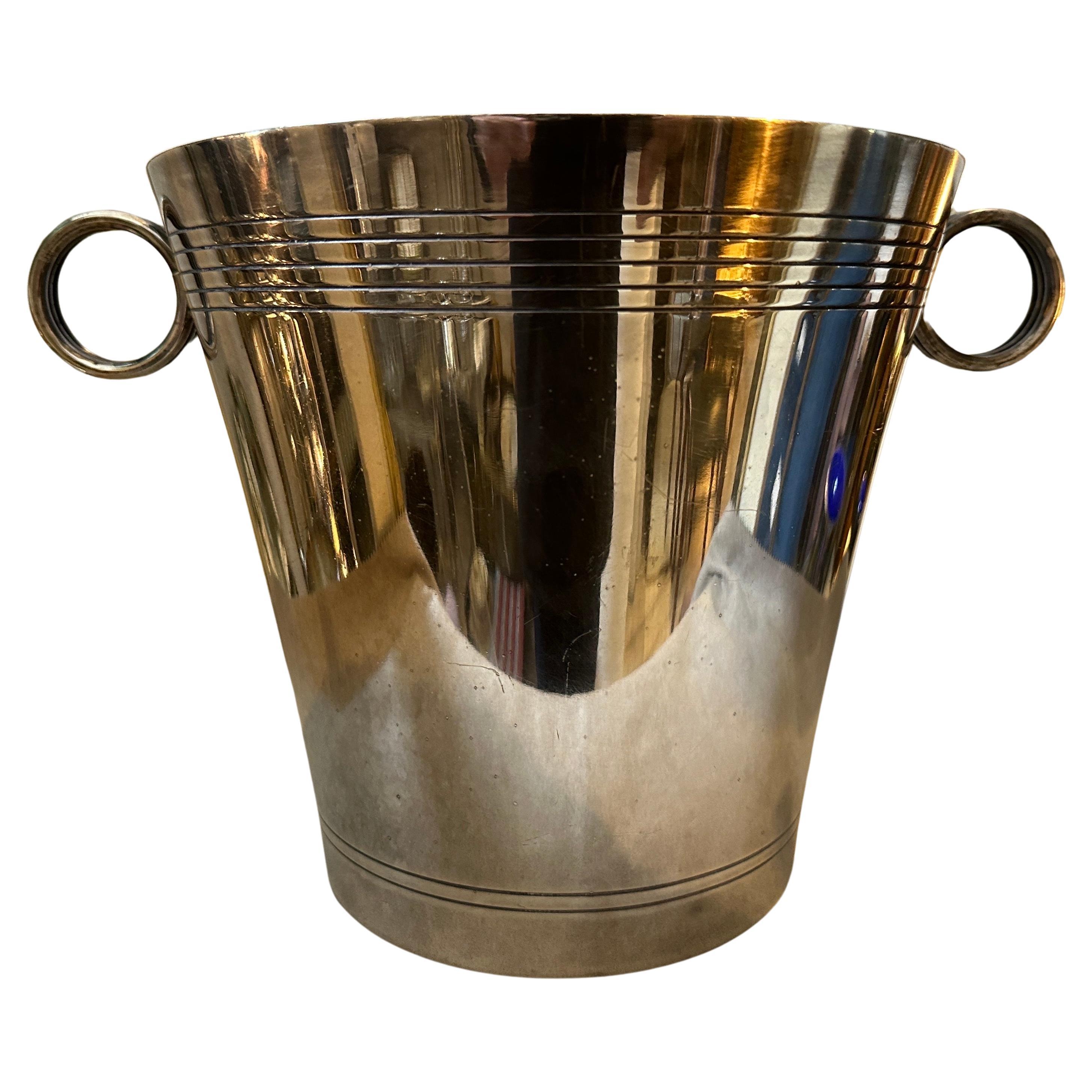 1950s Art Deco Silver Plated French Wine Cooler For Sale