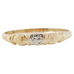 1950s Art Deco Style 14 Karat Yellow and White Gold Three Hearts Band Ring