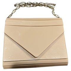 1950s Art Deco Style Cream Toned Bakelite and Leather Evening Bag