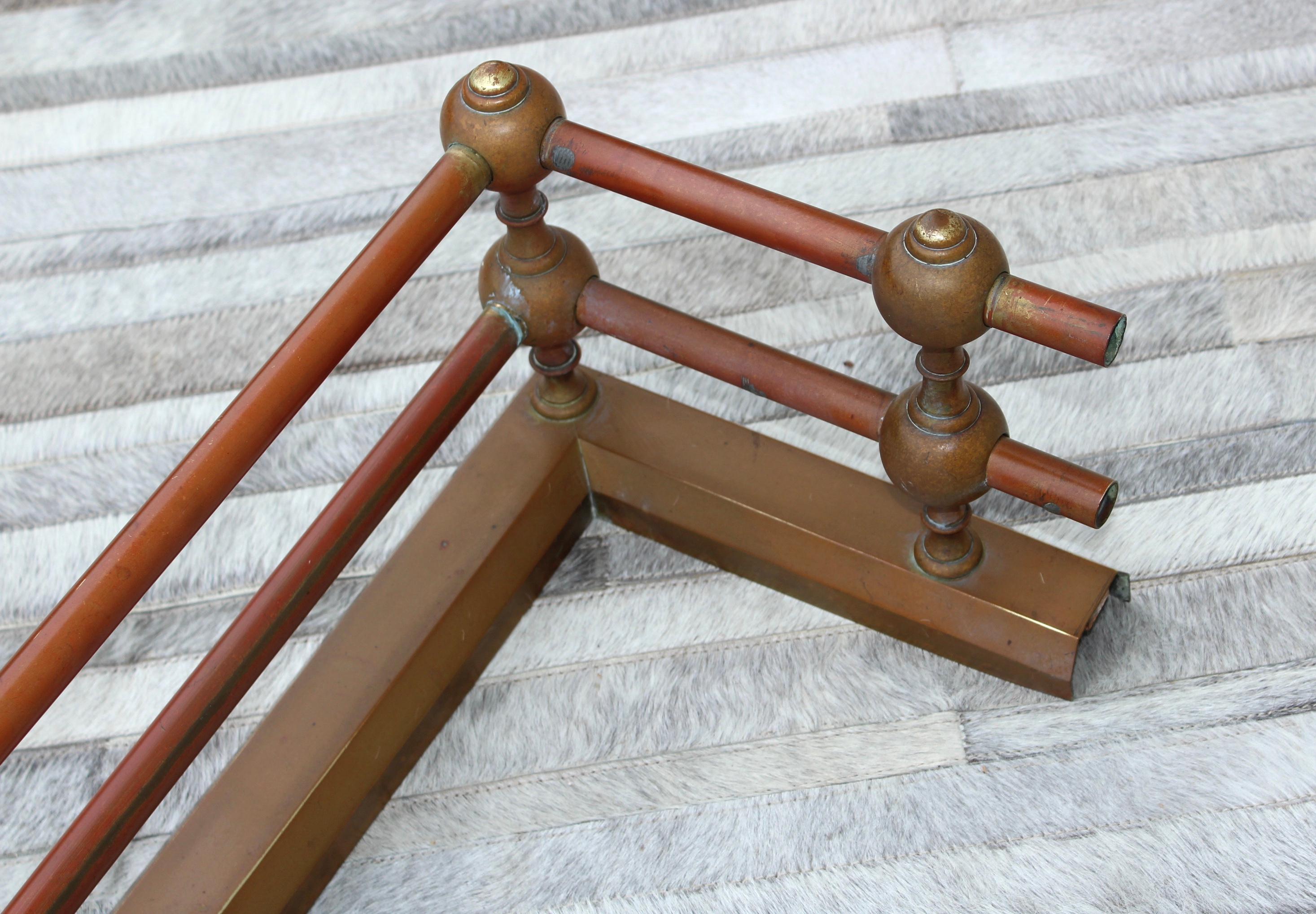 1950's Art Deco Style Solid Brass Fireplace Fender 6