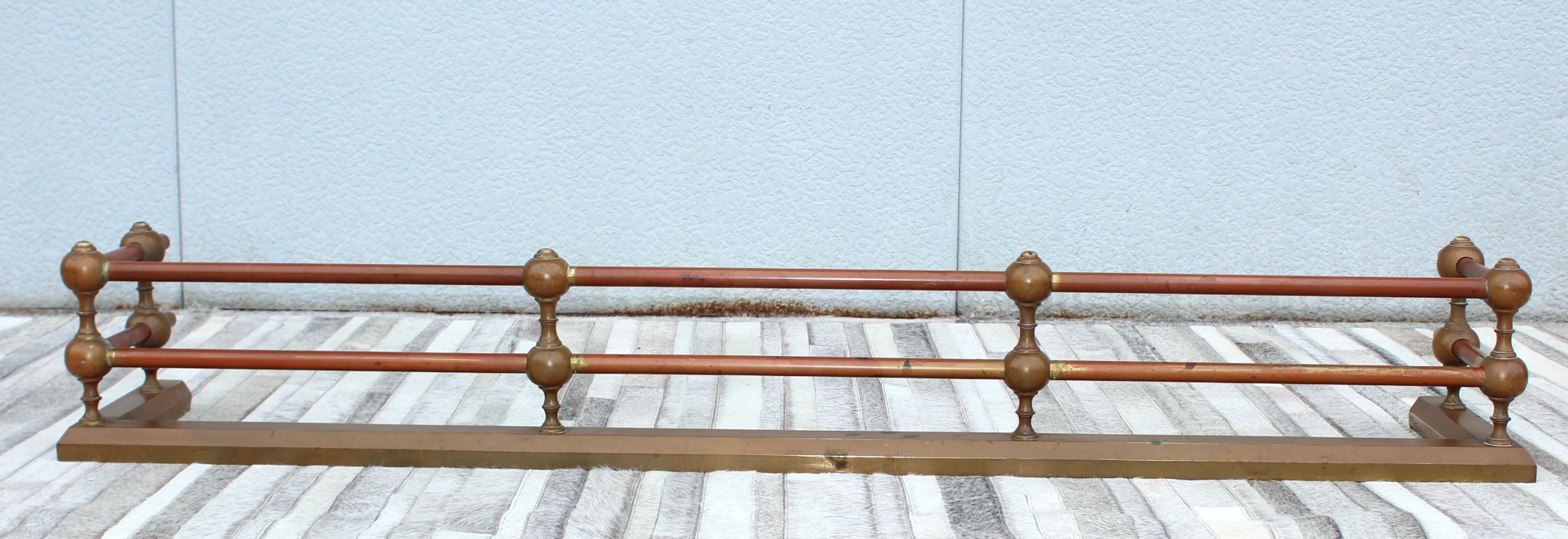 American 1950's Art Deco Style Solid Brass Fireplace Fender