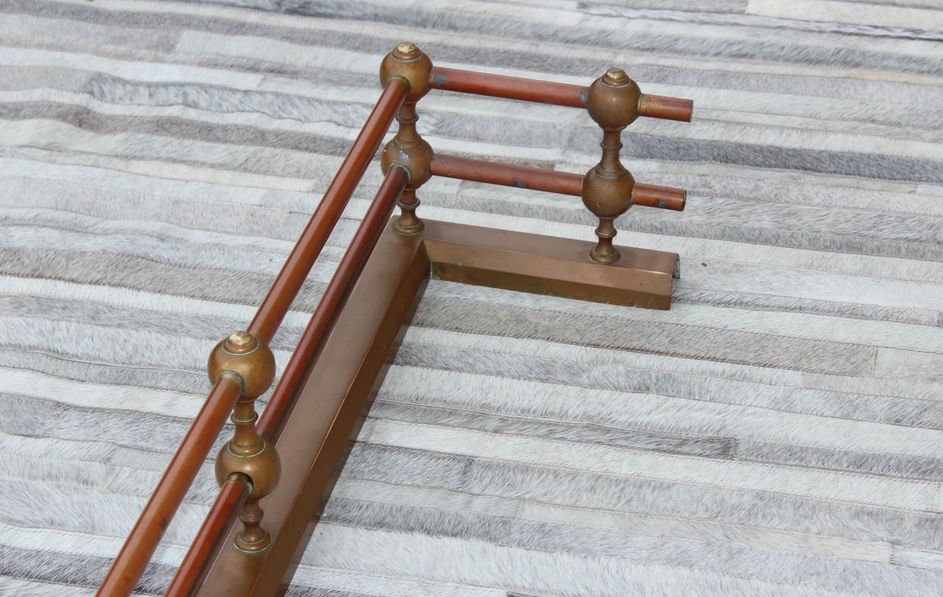 Mid-20th Century 1950's Art Deco Style Solid Brass Fireplace Fender