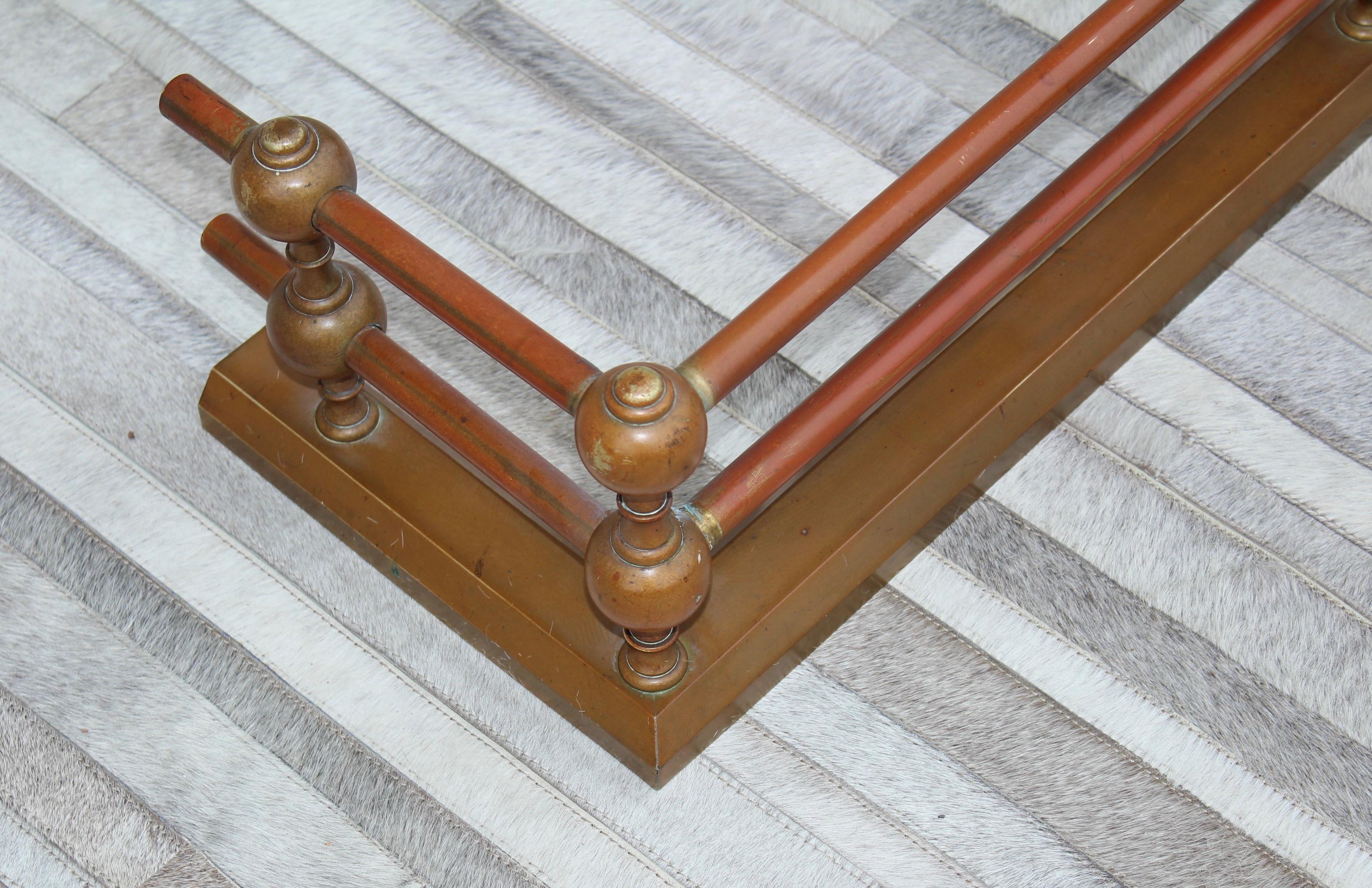 1950's Art Deco Style Solid Brass Fireplace Fender 1