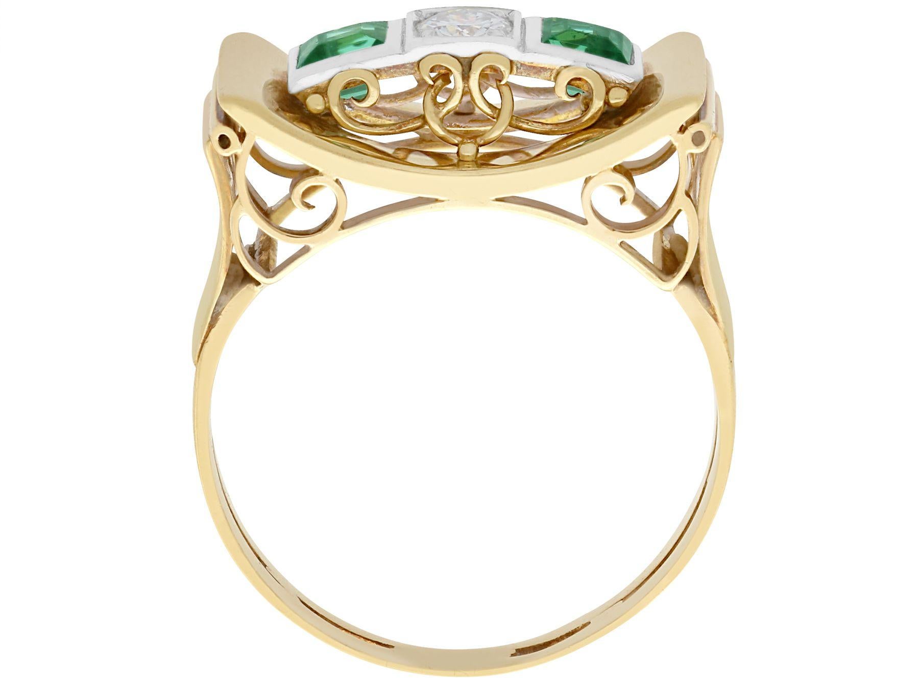 Women's 1950s Art Deco Style Tourmaline Diamond Gold Cocktail Ring