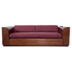 1950s Art Deco Style Walnut Daybed Sofa with Storage