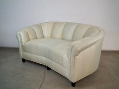 1950's Art Deco Channel Tufted Loveseat Sofa