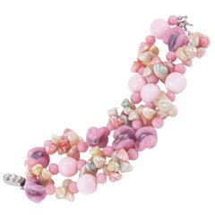 1950s Art glass, Murano and iridesent micro shell bracelet
