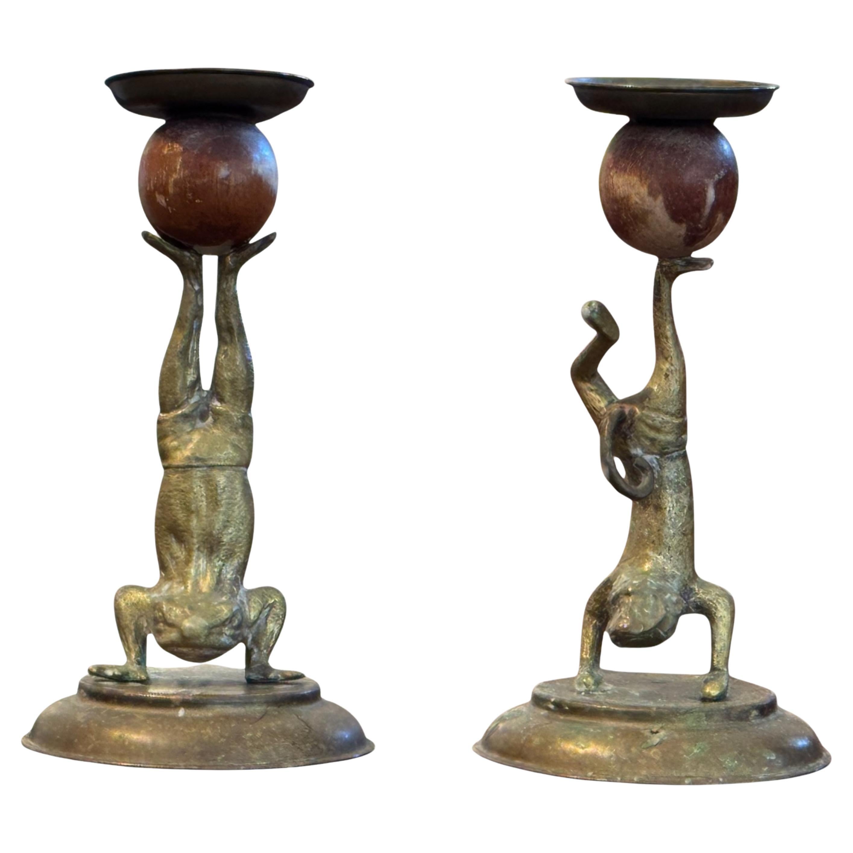 1950s Arthur Court Frog Candlesticks