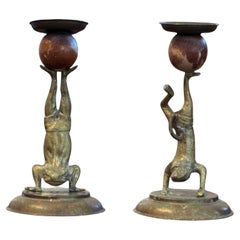 1950s Arthur Court Frog Candlesticks