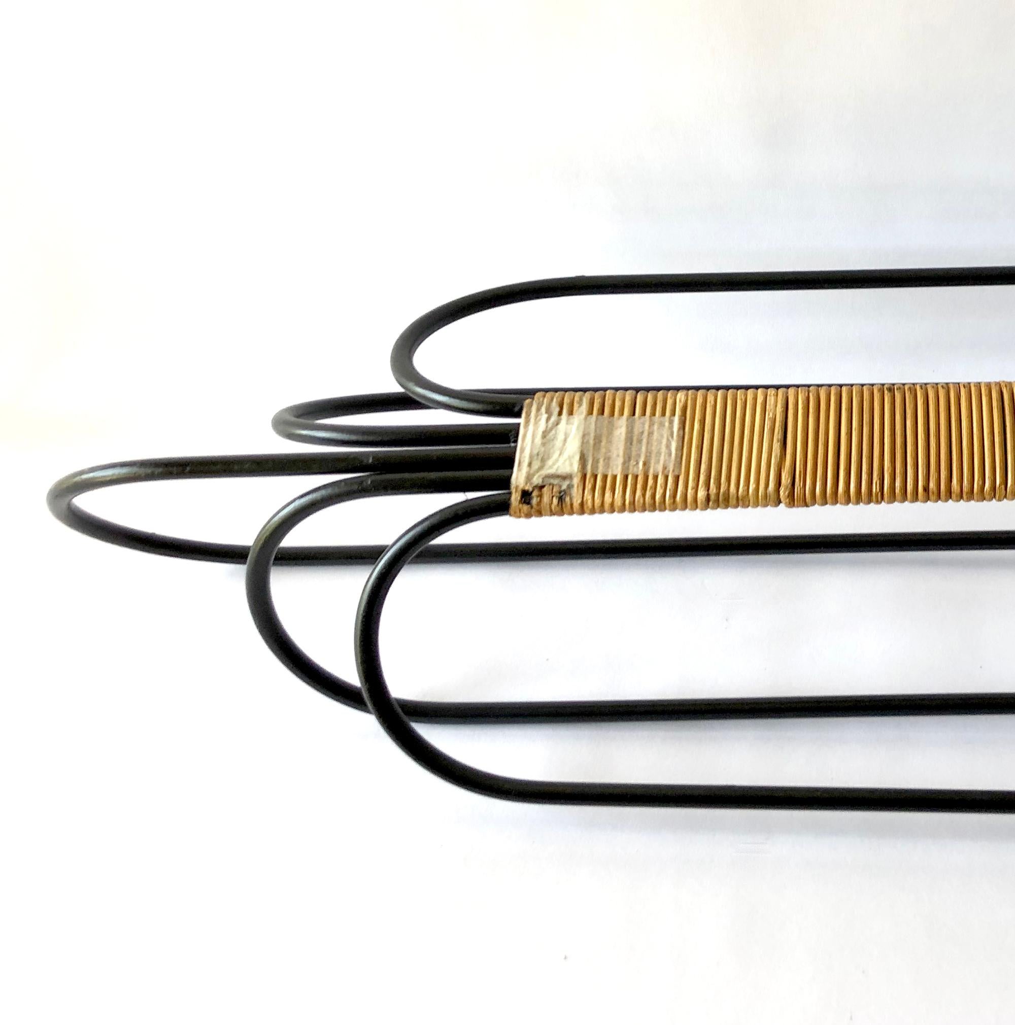 Mid-Century Modern 1950s Arthur Umanoff for Raymor Italy Caned Wrought Iron Wall Candelabrum
