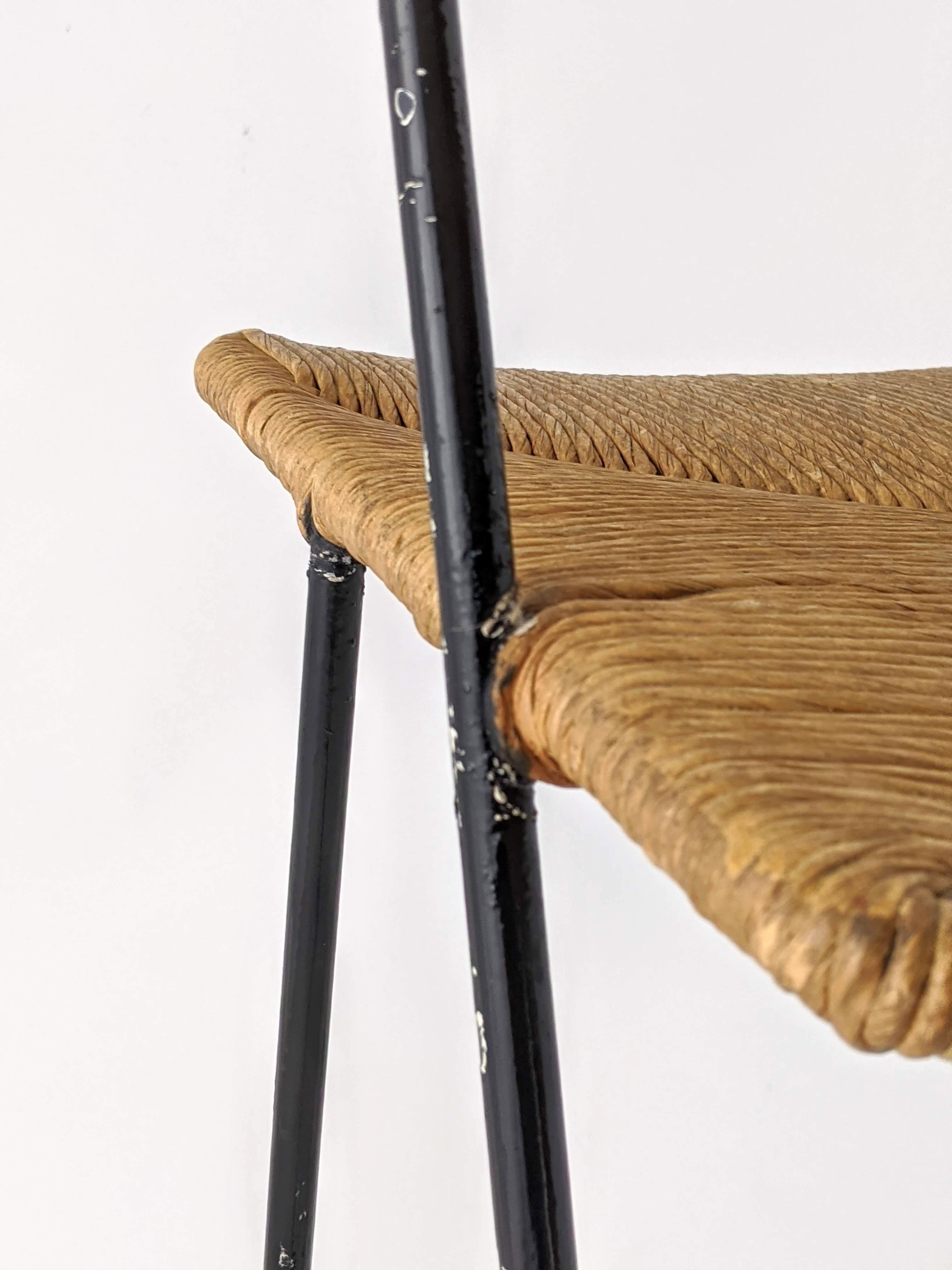 1950s Arthur Umanoff Wicker & Steel Rod High Chair, USA For Sale 6