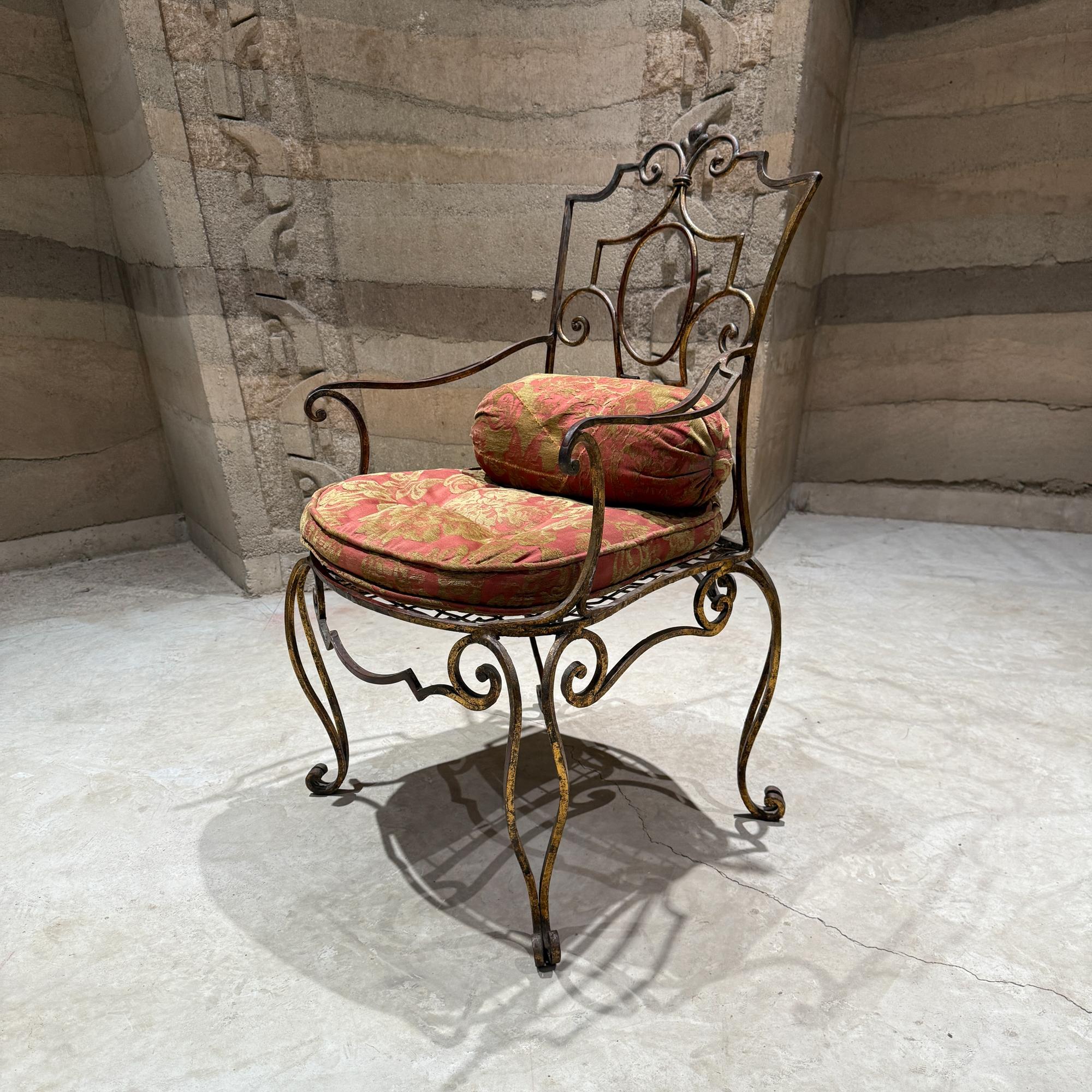 Fauteuil Arturo Pani des années 1950 Fer forgé à la main, doré, italien en vente 10