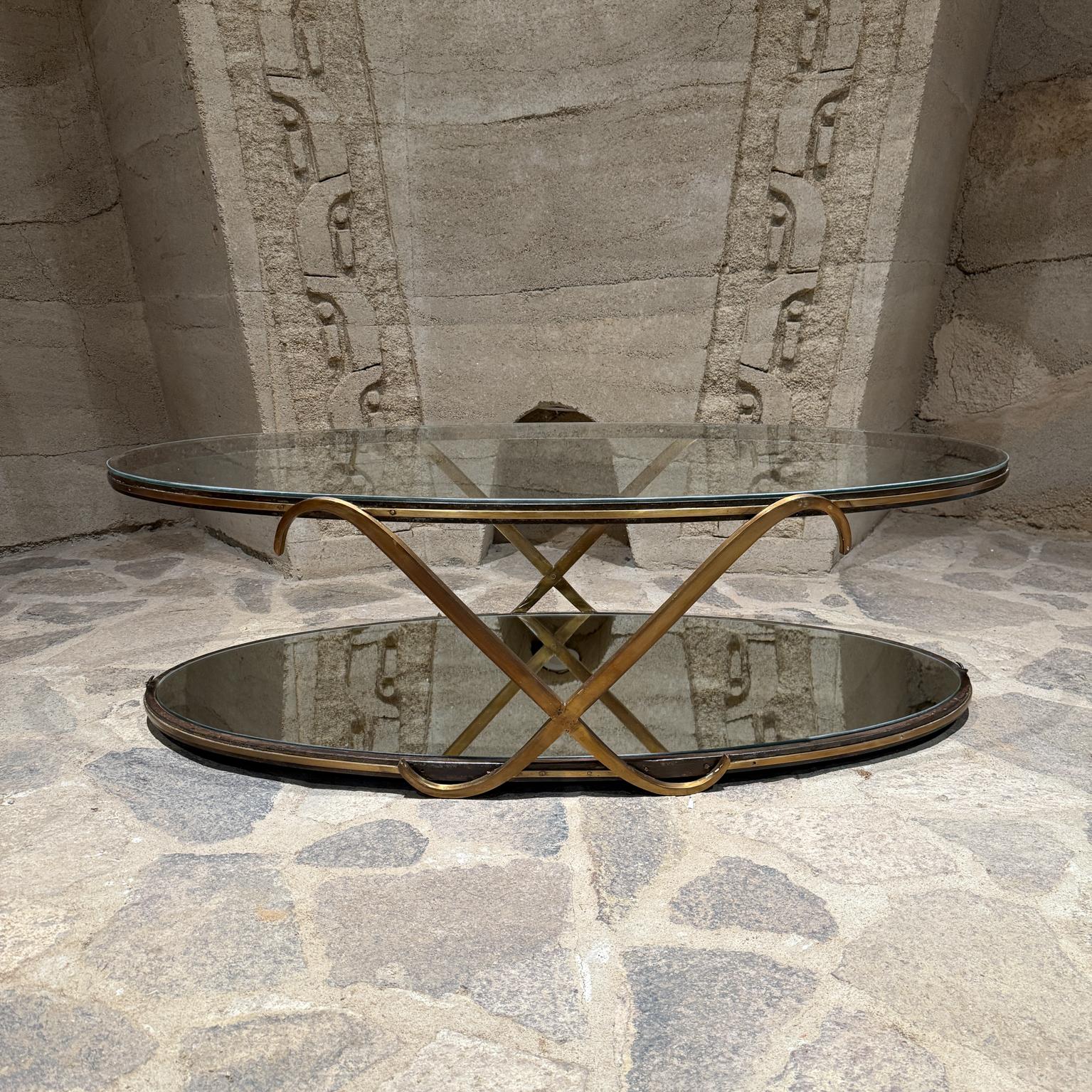Mid-Century Modern 1950s Arturo Pani Patinated Brass Coffee Table Mexico City For Sale