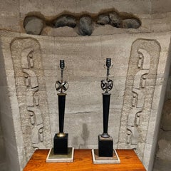 1950s Arturo Pani Bronze Armillary Table Lamps Mexico City