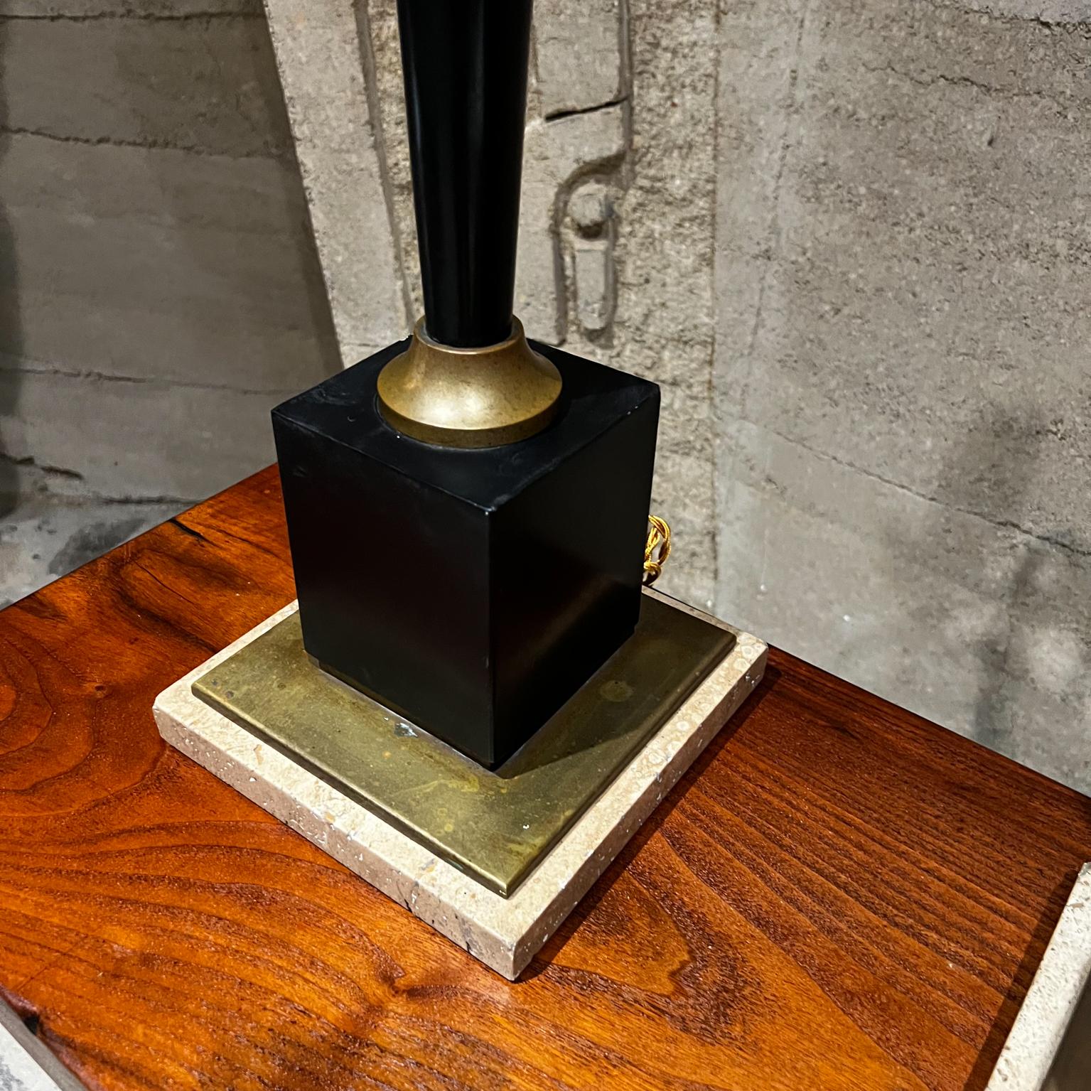 1950s Arturo Pani Bronze on Travertine Table Lamps Mexico City For Sale 2