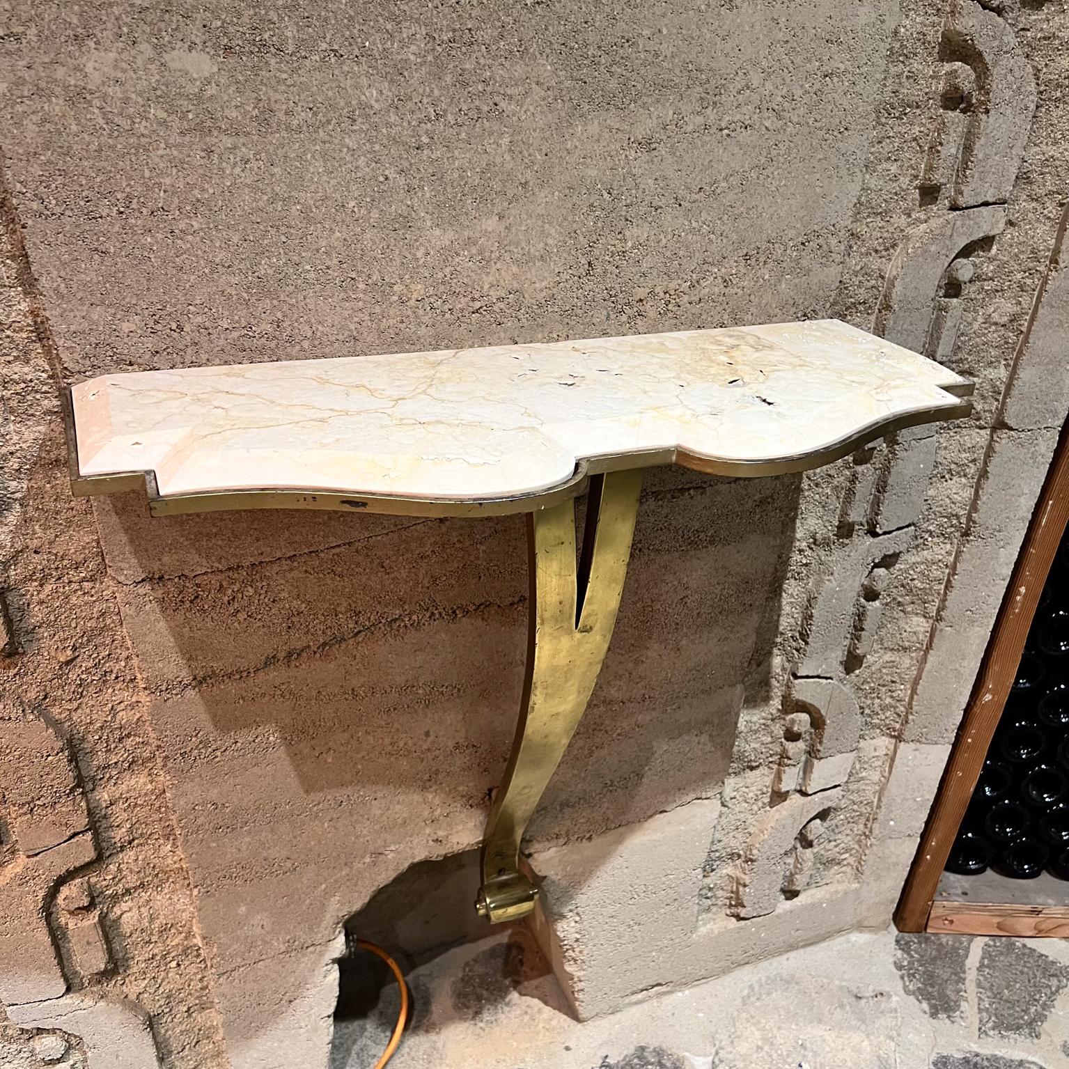 Mid-Century Modern 1950s Arturo Pani Bronze Travertine Console Table Mexico City For Sale